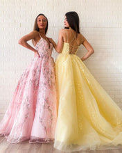 Modest Tulle Appliques A-line Long Lace Prom Dress JKS8620