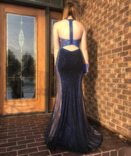 Jewel Neckline Beaded Sheath/Column Long Prom Dress JKS8421|Annapromdress