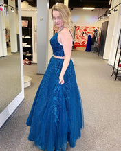 Royal Blue Sparkle Tulle Appliques Two Piece Prom Dress JKZ942|Annapromdress