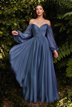 LONG SLEEVE CHIFFON LONG PROM EVENING DRESS GJS656