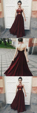 Chic Prom Dresses Halter Floor-length Long Burgundy Prom Dress Sexy Evening Dress JKL730