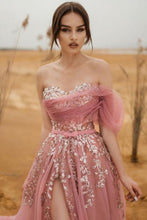 Gorgeous Sweetehart Sequins Appliques Prom Dress Long With Slit GJS195