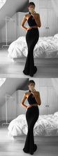 Two Piece Prom Dress Long Black Halter Sexy Sweep/Brush Train Prom/Evening Dress YSF696|Annapromdress