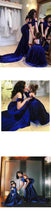 Royal Blue Halter Mermaid Prom Dress Backless 2019 Sweep/Brush Prom/Evening Dress YSF713|Annapromdress