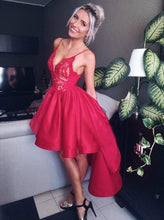 Lace Red Homecoming Dresses A-line High Neck Short Prom Dress Party Dress JK845|Annapromdress