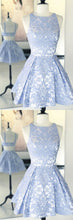 Blue Lace Short Prom Dress Cute Homecoming Dress JKT302