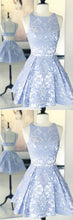 Blue Lace Short Prom Dress Cute Homecoming Dress JKT302