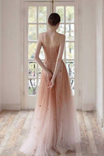 Pink Tull V Neck Stunning Prom Dress Customize Long Dress With Applique GJS264