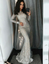 silver mermaid long prom dresses