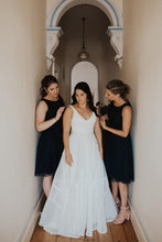 Simple A Line V Neck Sleeveless Wedding Dress JKM315|Annapromdress