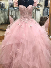 Pink Sweetheart Tulle Long Prom Ball Gown  GJS395