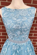 A-line Sky Blue Prom Dress Long Sleeveless Prom Dress Graduation Gown GJS233