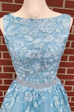 A-line Sky Blue Prom Dress Long Sleeveless Prom Dress Graduation Gown GJS233