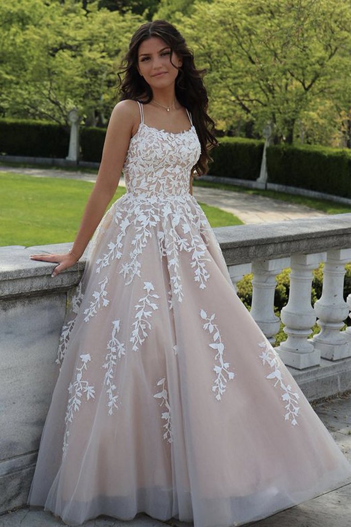 Pink Lace up Tulle Lace Long Princess Prom Dresses Prom Gowns GJS113 – Anna  PromDress
