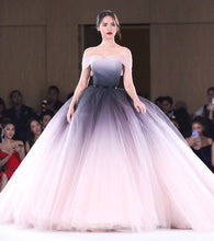 Off-the-shoulder Ombre Prom Dresses Unique Prom Dress Long Evening Dresses NA4012