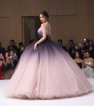 Off-the-shoulder Ombre Prom Dresses Unique Prom Dress Long Evening Dresses NA4012
