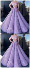 Ball Gown Lilac Tulle Long Sleeve Prom Dress JKW374
