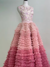 Chic Ball Gown Scoop Pink Beading Prom Dresses Tulle Ombre Long Prom Dress Evening Dress JKG030