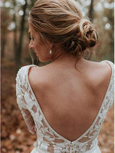 Long Sleeve V neck Lace Tulle Boho Wedding Gowns Rustic Bridal Dress AMY2550