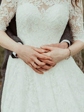 Half Sleeve Lace Boho Wedding Dress Bateau Backless Rustic Bridal Gowns NAY011|Annapromdress