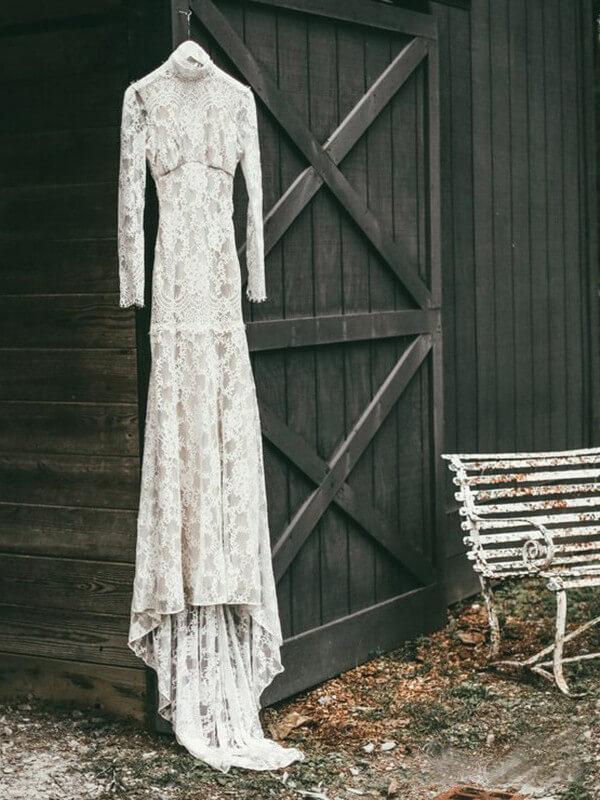 See Through Long Sleeve Rustic Lace Wedding Dresses Vintage Sheath Wed Anna PromDress See Through Long Sleeve Rustic Lace Wedding Dresses Vintage Sheath Wed Anna PromDress