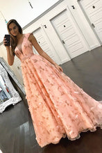 Pink 3d Floral Lace Long Prom Dresses Formal Dress Evening Gowns JKG028