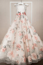 Chic A-line White Print Floral Prom Dresses Quinceanera Formal Dresses Wedding Gowns NAY015|Annapromdress