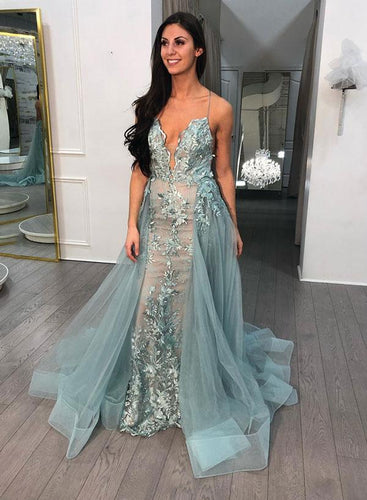 Trumpet/Mermaid Spaghetti Straps Long Prom Dress Open Back Elegant Formal Dress JKP401|Annapromdress