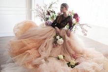 Two Pieces Blush Pink Wedding Dress Half Sleeve Burgundy Lace Bridal Gowns Wedding Gowns NAY017|Annapromdress