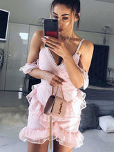 Pink Lace Sheath/Column Spaghetti Straps Cute Homecoming Dress AN12301|Annapromdress