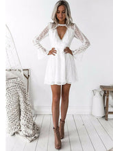 Sexy Deep V-Neck Long Sleeve A-Line Short Homecoming Dress AN12305|Annapromdress