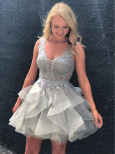 Light Grey Lace Appliques BALL Gown Cute Homecoming Dress Backless AN12307|Annapromdress