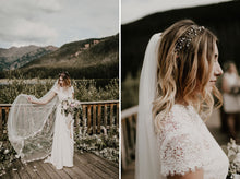 Graceful Lace Illusion Neck Beach Bohemian Wedding Dress with Sleeves A-Line Long Birdal Gown AN2301|Annapromdress