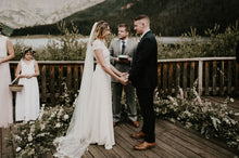 Graceful Lace Illusion Neck Beach Bohemian Wedding Dress with Sleeves A-Line Long Birdal Gown AN2301|Annapromdress