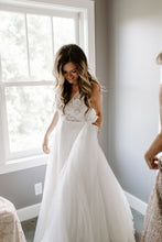 Exquisite Tulle V-Neck Sweep Train A-Line Bohemian Wedding Dress Gown Open Back AN2302|Annapromdress