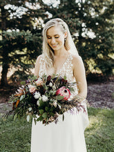 Attractive Illusion V-Neck A-line Beach Wedding Dress Chaple Train Sheath Bridal Gown AN2305|Annapromdress