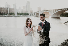 Gorgeous Lace Wedding Dress with Sleeves A-Line Illusion Neck Beach Wedding Dress AN2306
