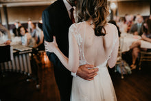 Gorgeous Lace Wedding Dress with Sleeves A-Line Illusion Neck Beach Wedding Dress AN2306|Annapromdress