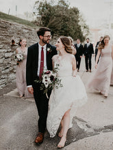 Gorgeous Lace Wedding Dress with Sleeves A-Line Illusion Neck Beach Wedding Dress AN2306|Annapromdress