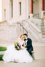 Fashionable Halter V-Neck Modest Tulle Wedding Dress Baskless Ball Gown AN2308|Annapromdress