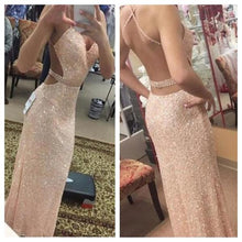 Backless Sexy Sequined Mermaid Spaghetti Straps Evening Formal Prom Dress GJS277