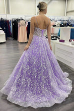 Gorgeous Purple Lace Beaded Long Prom Dress Sweetheart Ball Gown  ZXS120