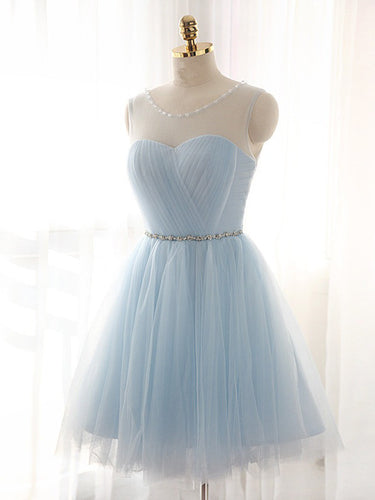 2017 Homecoming Dress Lace-up Light Sky Blue Short Prom Dress Party Dress JK048