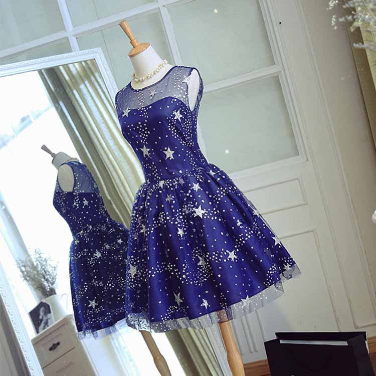 Beautiful Homecoming Dress Tulle Sleeveless Stars Short Prom Dress Par Anna PromDress Beautiful Homecoming Dress Tulle Sleeveless Stars Short Prom Dress Par Anna PromDress