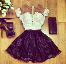2017 Homecoming Dress Red Black Short Sleeve Short Prom Dress Party Dress JK063