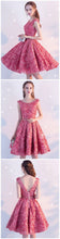Beautiful Homecoming Dress Scoop Lace-up Lace Short Prom Dress Party Dress JK069