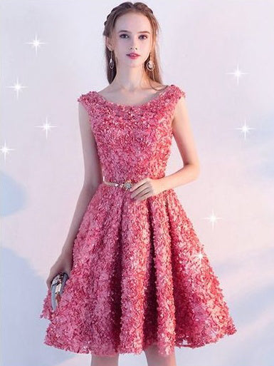 Beautiful Homecoming Dress Scoop Lace up Lace Short Prom Dress Party D Anna PromDress