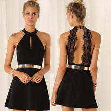 2017 Homecoming Dress Black Lace Halter Short Prom Dress Party Dress JK104