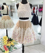 2017 Homecoming Dress Scoop Hand-Made Flower Short Prom Dress Party Dress JK107