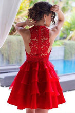 2017 Homecoming Dress Red Lace Flouncing Short Prom Dress Party Dress JK109